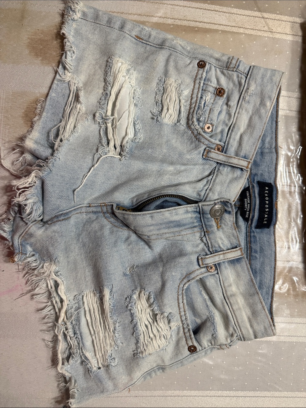 Aeropostale Light Blue Distressed Denim Cutoff Shorts